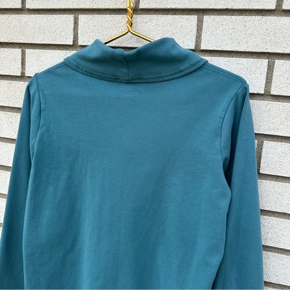 L.L.Bean Long-Sleeve Shawl Collar Pullover Turquoise - Picture 6 of 7
